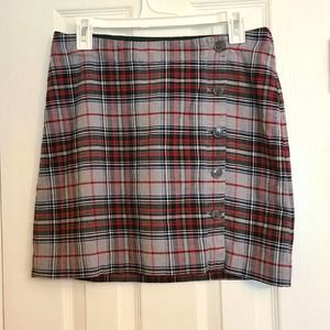 Tommy Hilfiger Plaid Pleated Mini Skirt Lined Buttons Schoolgirl Red Gary Size 4